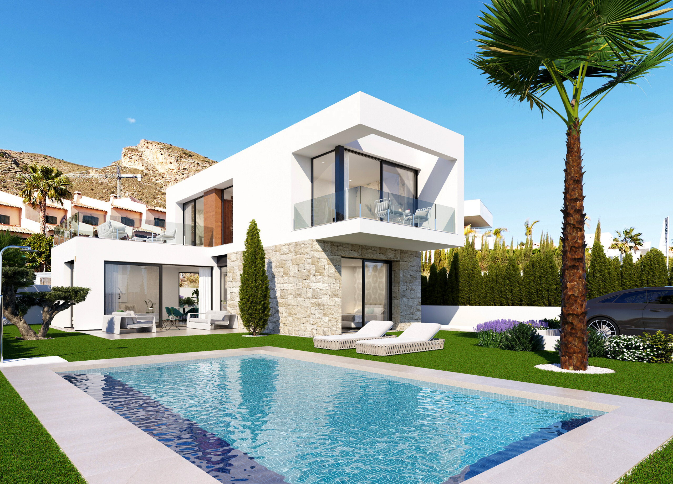 New build development in Finestrat Sierra Cortina: Seaview 6 (Detached villas)